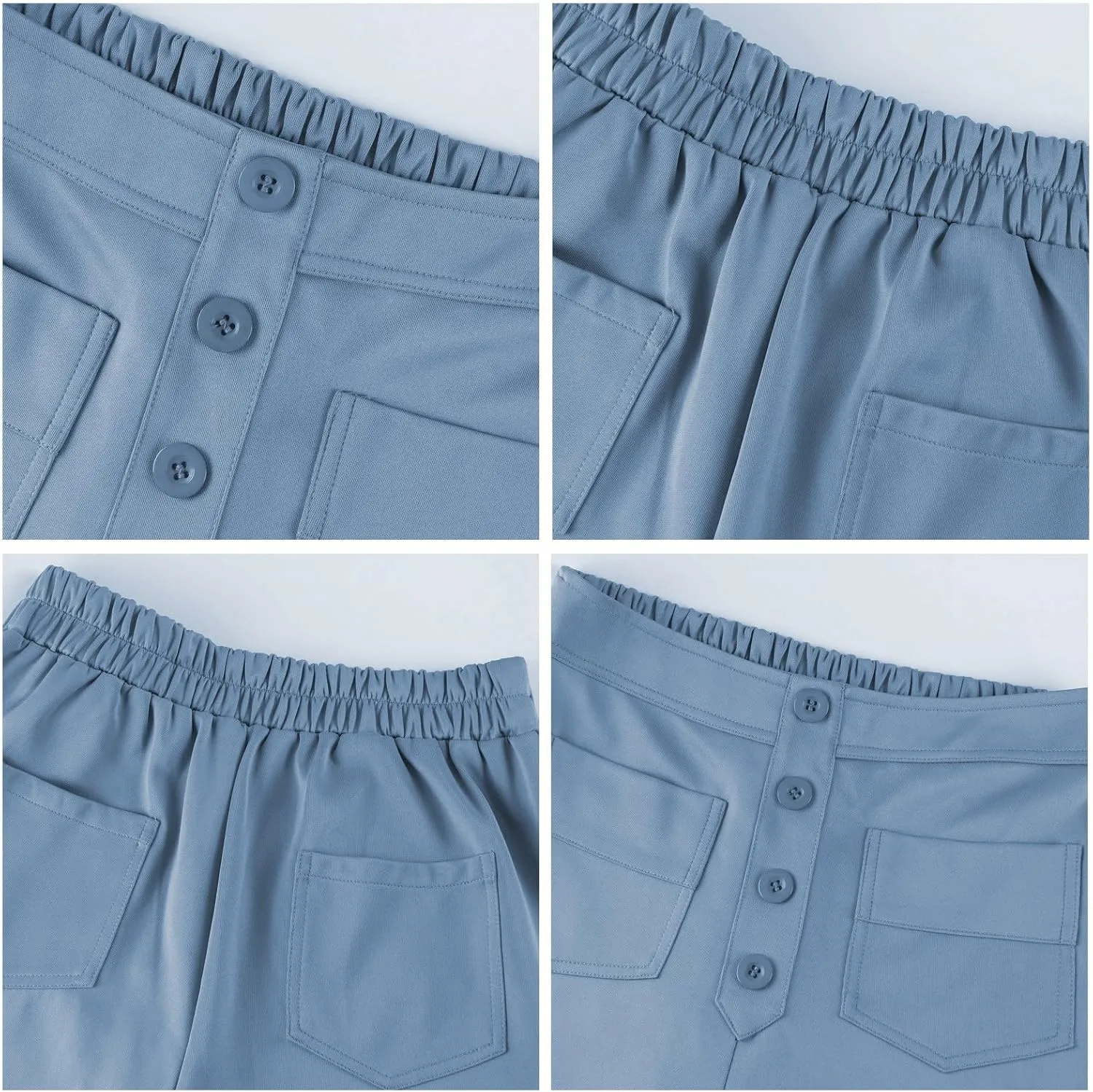 2024 Women's Casual Work Pants High Waisted Wide Leg Office Pants Stretchy Button Down Trousers with Multiple Pockets
