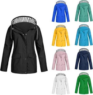 2025 Womens Raincoat Spring Fashion Plus Size Waterproof Lightweight Jacket Outdoor Raincoats Windbreaker with Hood