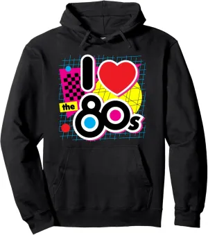 80s Love I Heart the Eighties Retro Graphic Hoodie (Dark) Pullover Hoodie