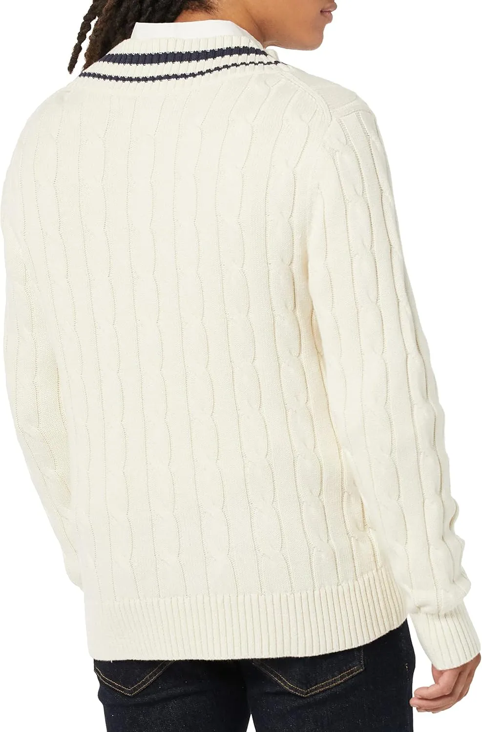 Amazon Essentials Men's Cable Knit V-Neck Sweater