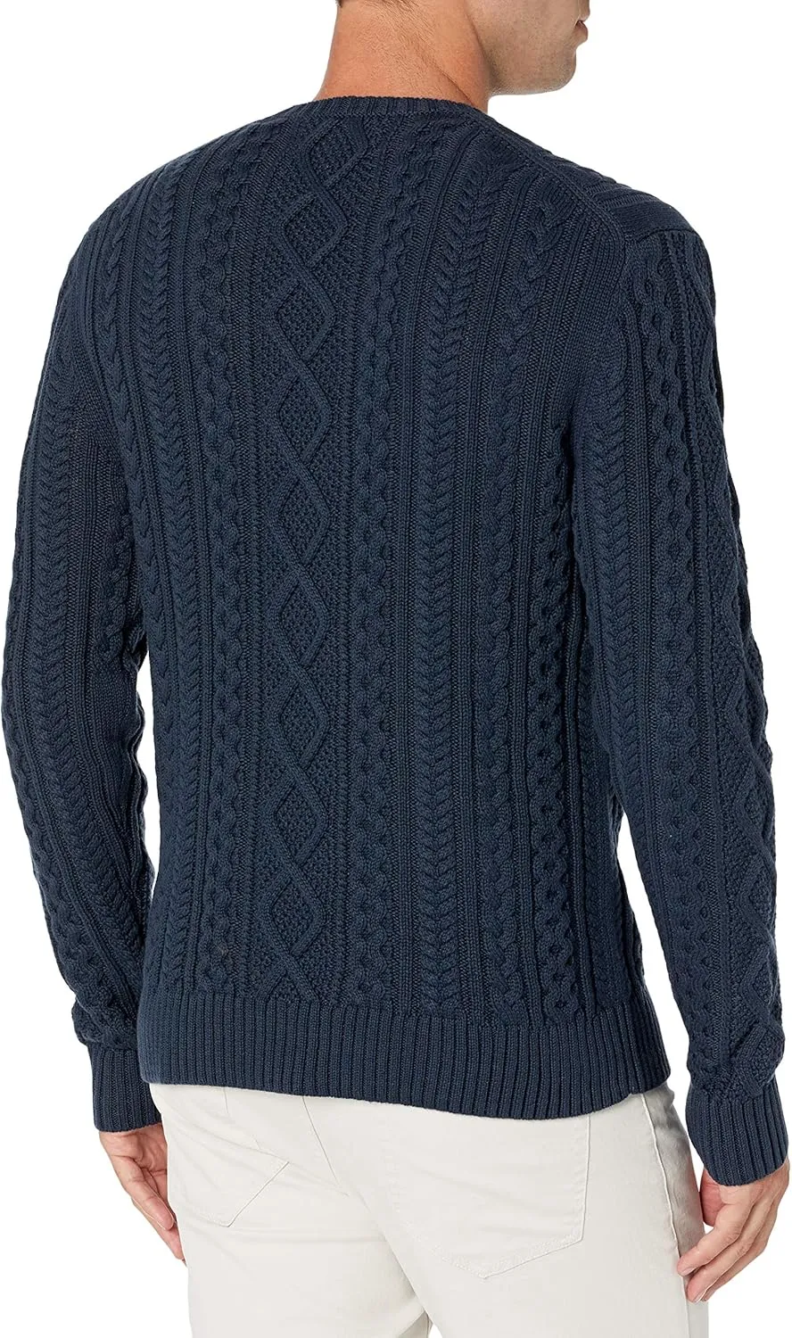 Amazon Essentials Men's Long-Sleeve 100% Cotton Fisherman Cable Crewneck Sweater
