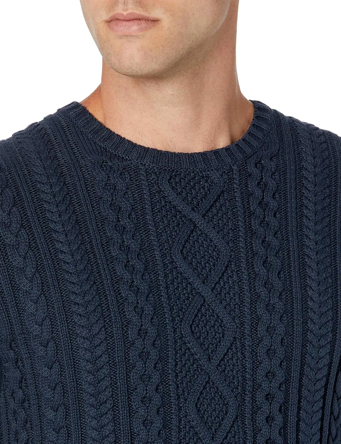 Amazon Essentials Men's Long-Sleeve 100% Cotton Fisherman Cable Crewneck Sweater