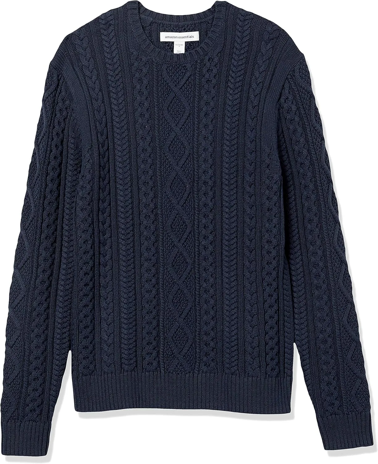 Amazon Essentials Men's Long-Sleeve 100% Cotton Fisherman Cable Crewneck Sweater