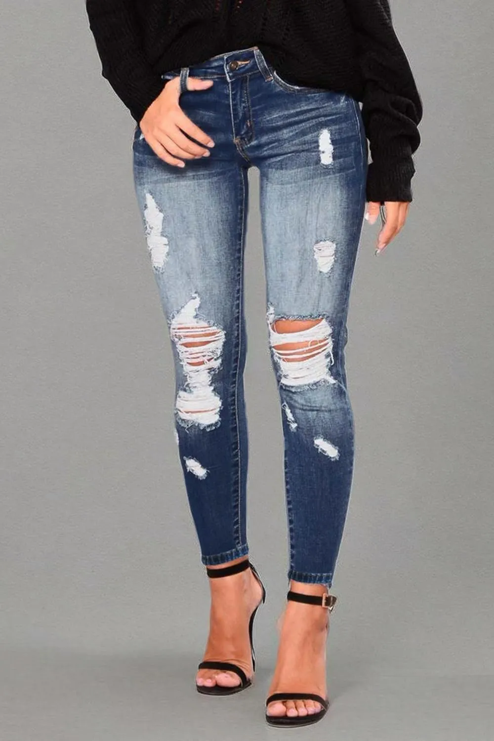 AMRSPENG Women's High Waisted Jeans for Women Ripped Stretch Skinny Butt Lifting Jeans Distressed Jeans Pants