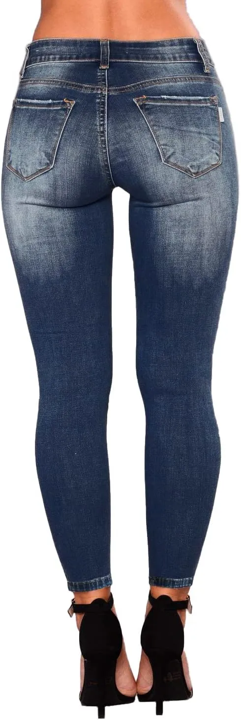 AMRSPENG Women's High Waisted Jeans for Women Ripped Stretch Skinny Butt Lifting Jeans Distressed Jeans Pants