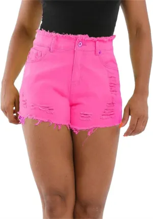 Andongnywell Jean Shorts Women Stretch High Waisted Ripped Denim Shorts with Pockets Summer Trendy Distressed Cut-Off Shorts