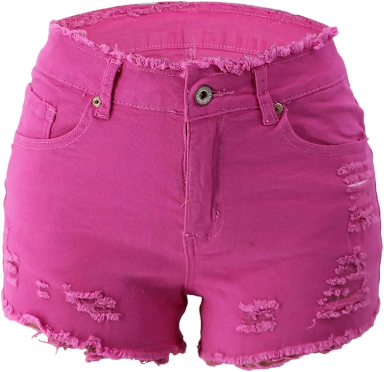 Andongnywell Jean Shorts Women Stretch High Waisted Ripped Denim Shorts with Pockets Summer Trendy Distressed Cut-Off Shorts