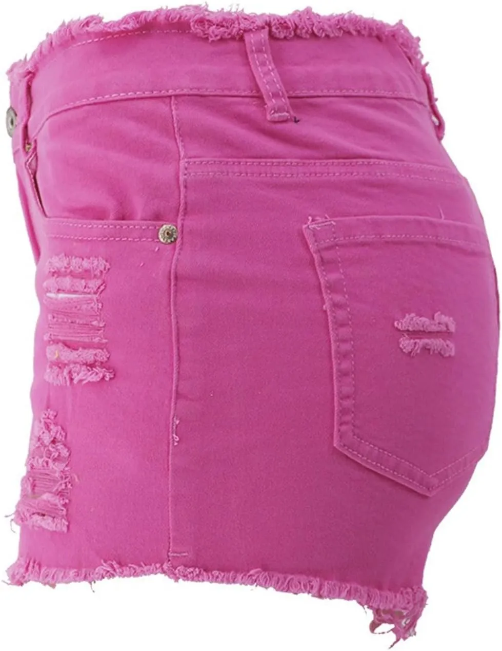 Andongnywell Jean Shorts Women Stretch High Waisted Ripped Denim Shorts with Pockets Summer Trendy Distressed Cut-Off Shorts
