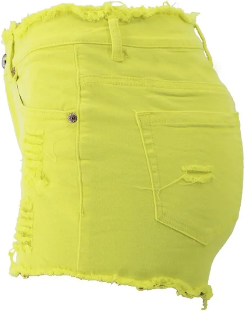 Andongnywell Jean Shorts Women Stretch High Waisted Ripped Denim Shorts with Pockets Summer Trendy Distressed Cut-Off Shorts