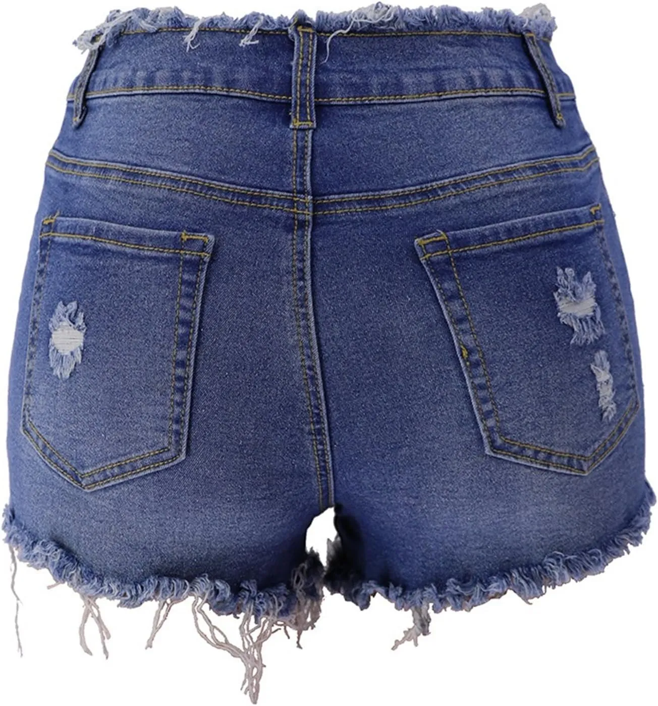 Andongnywell Jean Shorts Women Stretch High Waisted Ripped Denim Shorts with Pockets Summer Trendy Distressed Cut-Off Shorts