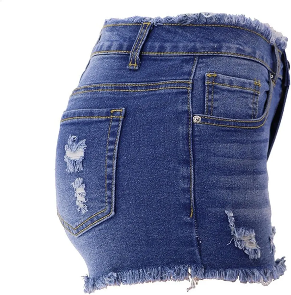 Andongnywell Jean Shorts Women Stretch High Waisted Ripped Denim Shorts with Pockets Summer Trendy Distressed Cut-Off Shorts