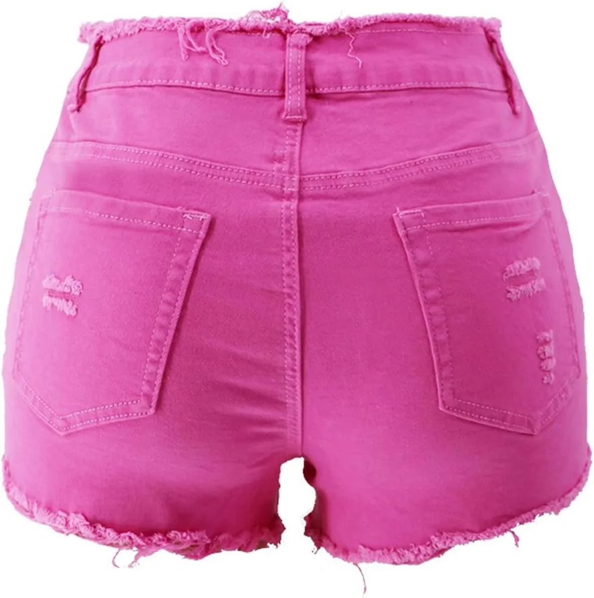 Andongnywell Jean Shorts Women Stretch High Waisted Ripped Denim Shorts with Pockets Summer Trendy Distressed Cut-Off Shorts