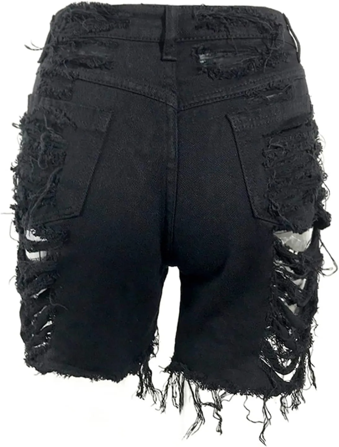 Andongnywell Women High Waisted Ripped Frayed Denim Shorts Summer Raw Hem Distressed Jean Shorts Pockets Pull-On Shorts