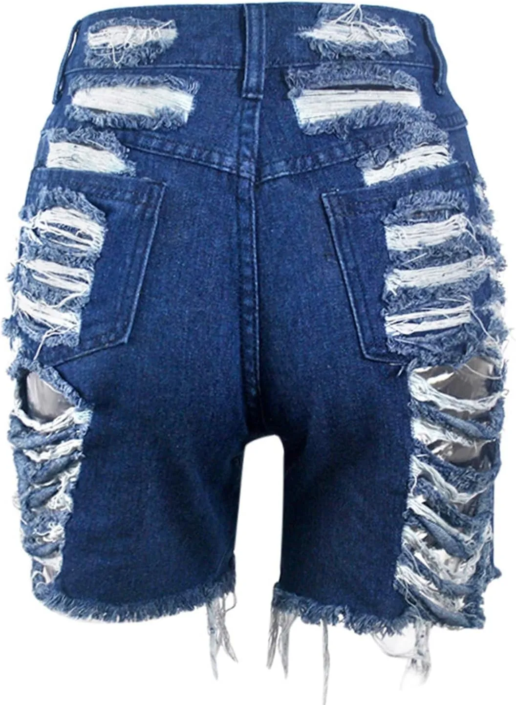 Andongnywell Women High Waisted Ripped Frayed Denim Shorts Summer Raw Hem Distressed Jean Shorts Pockets Pull-On Shorts