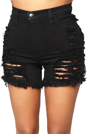 Andongnywell Women High Waisted Ripped Frayed Denim Shorts Summer Raw Hem Distressed Jean Shorts Pockets Pull-On Shorts