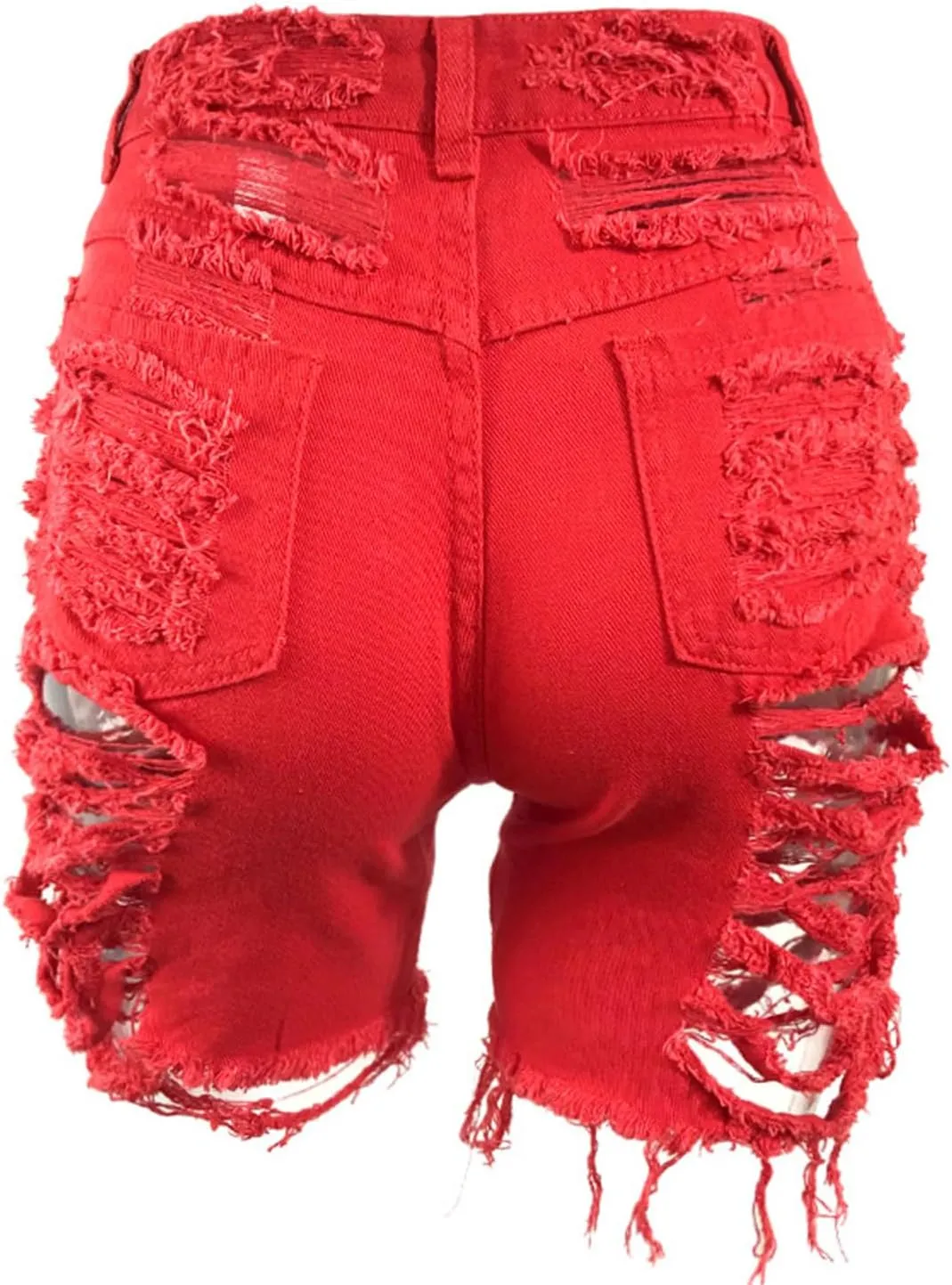 Andongnywell Women High Waisted Ripped Frayed Denim Shorts Summer Raw Hem Distressed Jean Shorts Pockets Pull-On Shorts