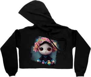 Art Women's Cropped Fleece Hoodie - Doll Cropped Hoodie for Women - Graphic Hooded Sweatshirt