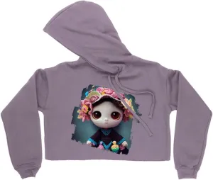 Art Women's Cropped Fleece Hoodie - Doll Cropped Hoodie for Women - Graphic Hooded Sweatshirt