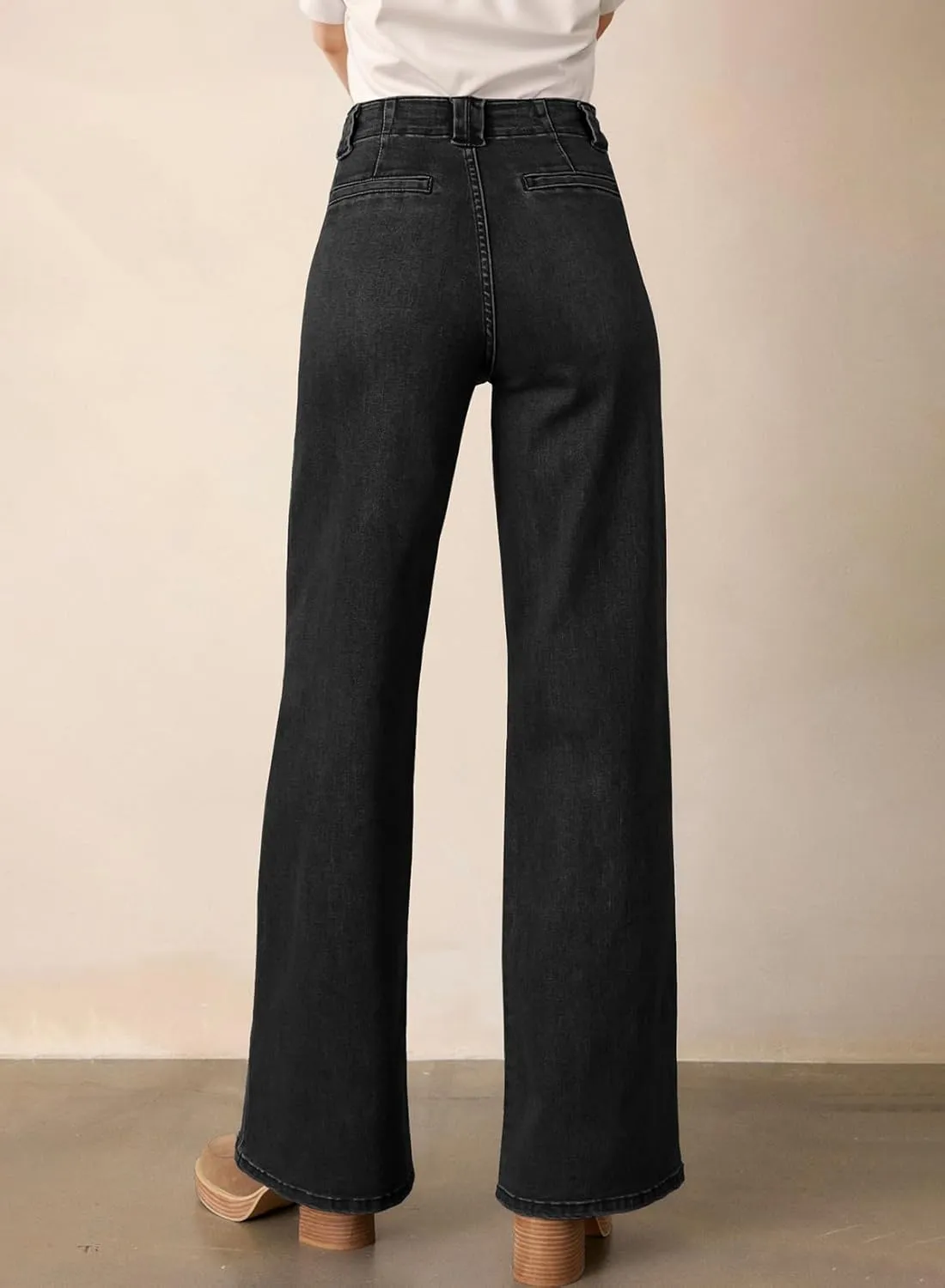 Astylish Women‘s High Waisted Straight Leg Jeans Stretchy Wide Leg Jeans Trendy Denim Pants