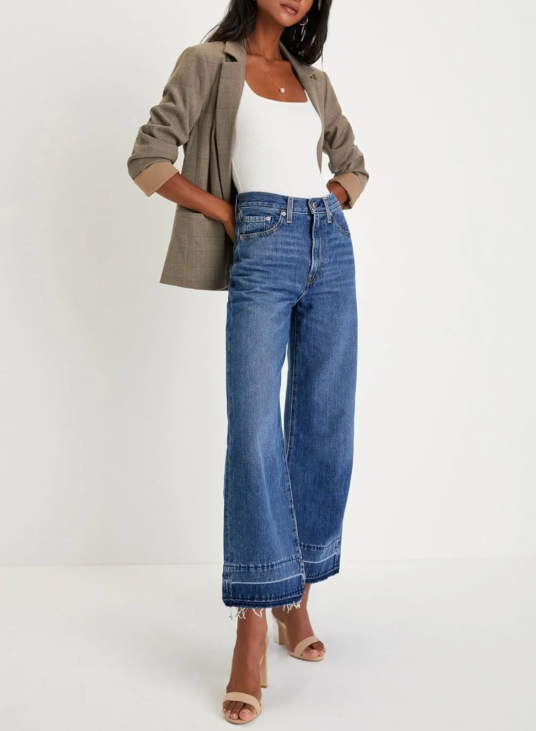 Astylish Women's High Waisted Wide Leg Jeans Trendy Straight Leg Jeans Zimbaplatinum Denim Pants