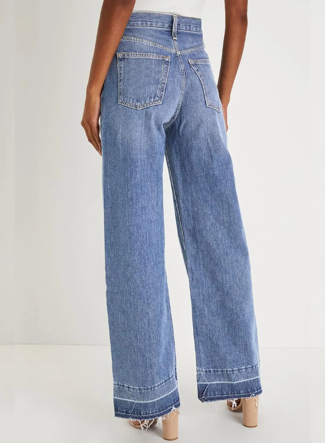 Astylish Women's High Waisted Wide Leg Jeans Trendy Straight Leg Jeans Zimbaplatinum Denim Pants