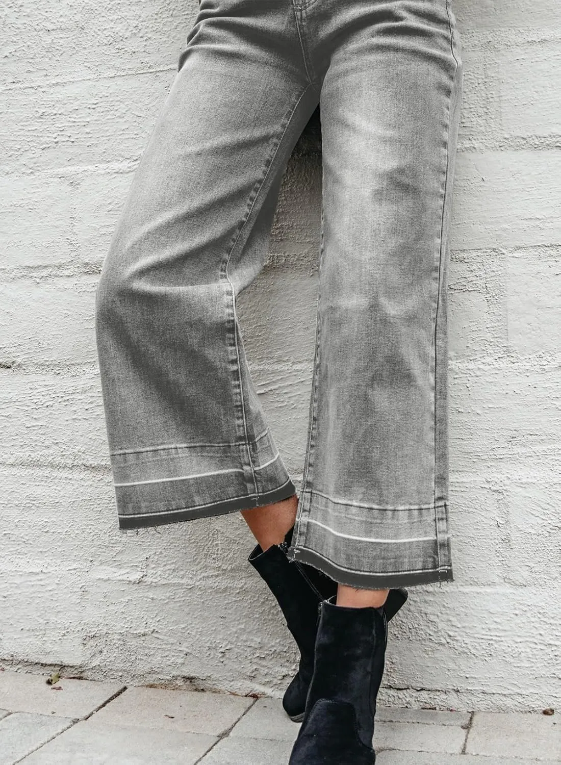 Astylish Women's High Waisted Wide Leg Jeans Trendy Straight Leg Jeans Zimbaplatinum Denim Pants
