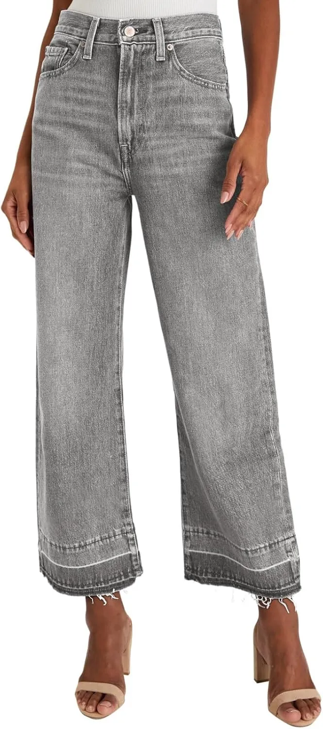 Astylish Women's High Waisted Wide Leg Jeans Trendy Straight Leg Jeans Zimbaplatinum Denim Pants
