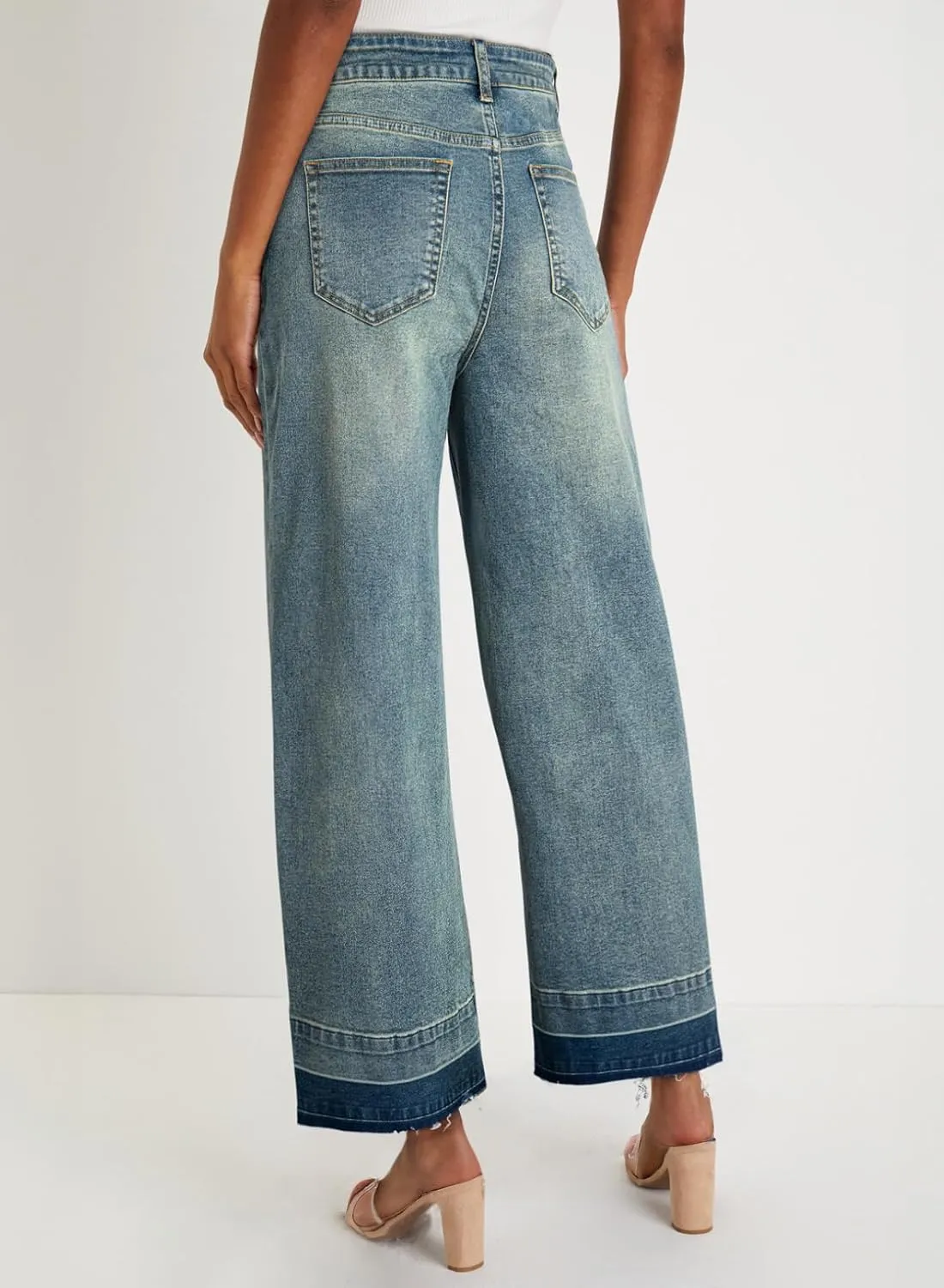Astylish Women's High Waisted Wide Leg Jeans Trendy Straight Leg Jeans Zimbaplatinum Denim Pants
