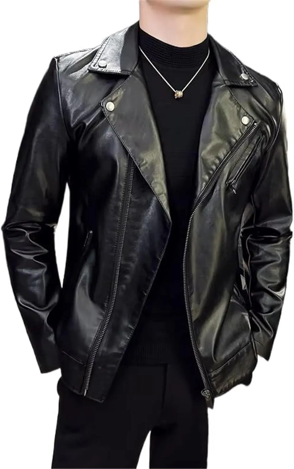 Autumn and Winter Men's Motorcycle Leather Casual Jacket, Casual Outerwear