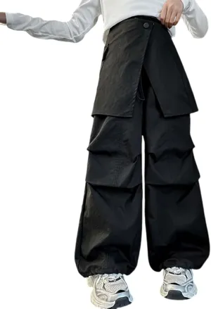 Baggy Cargo Pants for Teen Girls Parachute Baggy Joggers Kids Y2K Detachable High Waisted Wide Leg Pants Hiking Pants