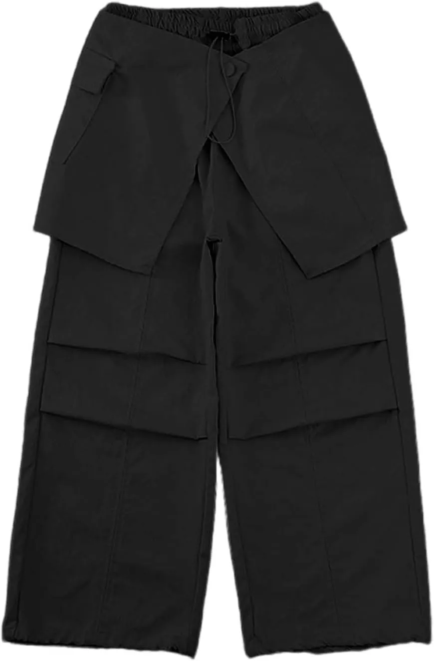 Baggy Cargo Pants for Teen Girls Parachute Baggy Joggers Kids Y2K Detachable High Waisted Wide Leg Pants Hiking Pants