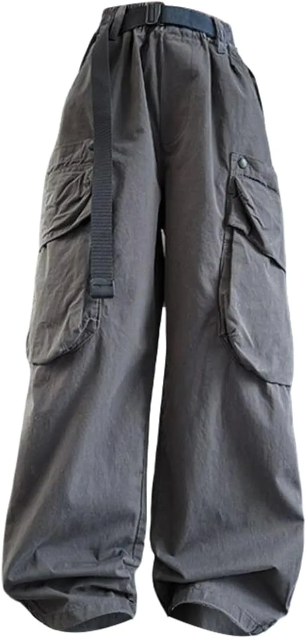 Baggy Cargo Pants for Teen Girls Parachute Pants Wide Leg Pants Kids Joggers Y2k Streetwear Elastic Waist Hiking Pants
