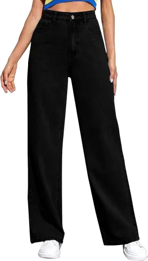 Baggy Jeans for Women High Waisted Wide Leg Y2k Pants Stretchy Plus Size Casual Sweatpants Jean with Pockets