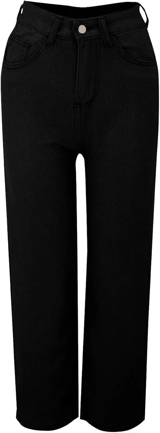 Baggy Jeans for Women High Waisted Wide Leg Y2k Pants Stretchy Plus Size Casual Sweatpants Jean with Pockets