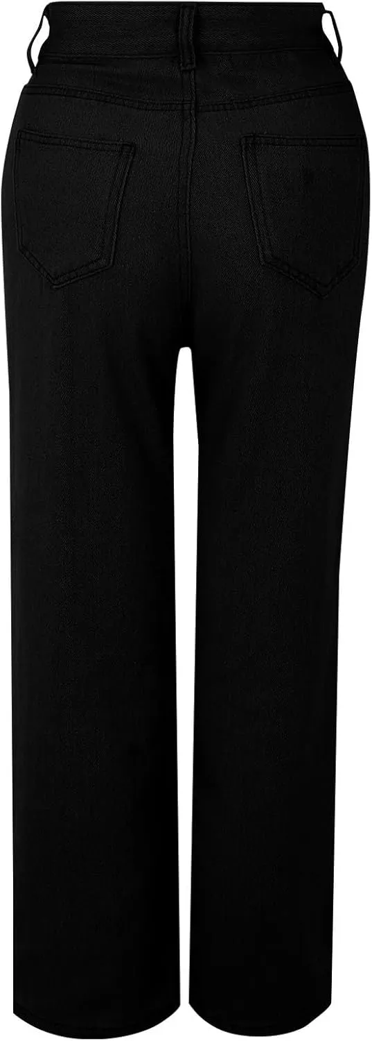 Baggy Jeans for Women High Waisted Wide Leg Y2k Pants Stretchy Plus Size Casual Sweatpants Jean with Pockets