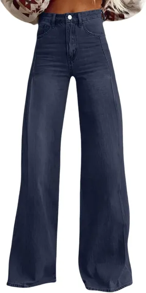 Baggy Jeans for Women Summer Wide Leg Vintage Pant Denim 90s Y2K Streetwear High Waisted Straight Pants with Pockets