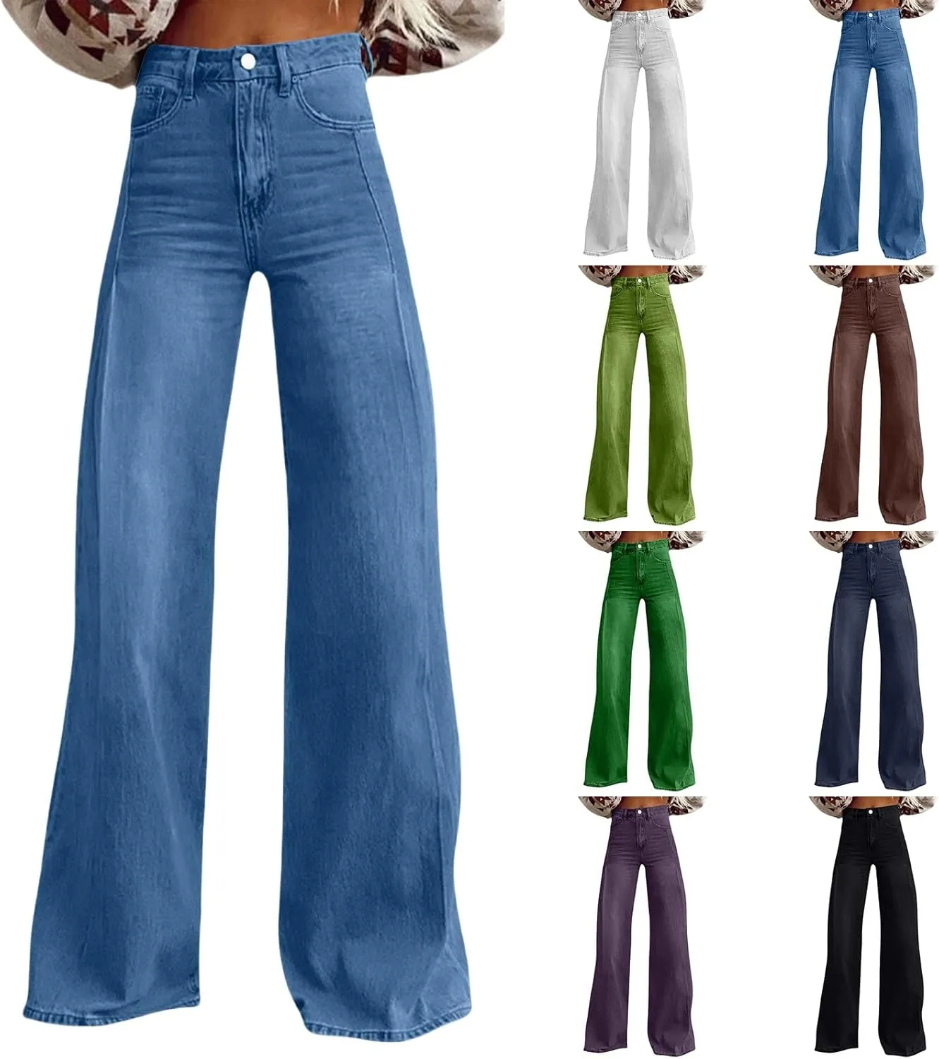 Baggy Jeans Pant for Women 2025 Summer Casual Wide Leg Sweatpant Jeans Print Denim Vintage Pant 90s Y2K Streetwear