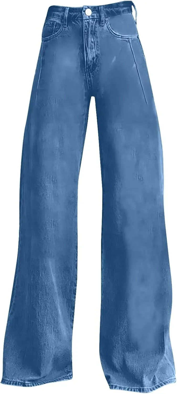 Baggy Jeans Pant for Women 2025 Summer Casual Wide Leg Sweatpant Jeans Print Denim Vintage Pant 90s Y2K Streetwear
