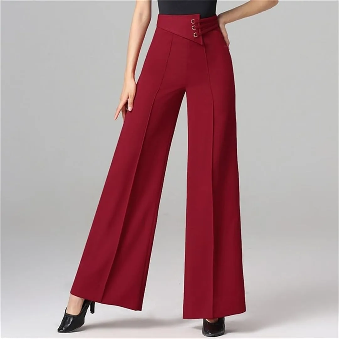 Bollrllr Women's Wide-Leg Pants 2023 High-Waist Casual Straight-Leg Pants Fashion Trousers