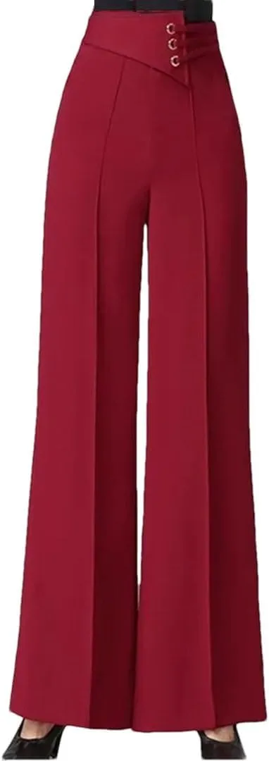 Bollrllr Women's Wide-Leg Pants 2023 High-Waist Casual Straight-Leg Pants Fashion Trousers