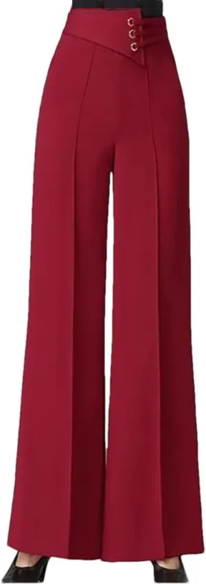Bollrllr Women's Wide-Leg Pants 2023 High-Waist Casual Straight-Leg Pants Fashion Trousers