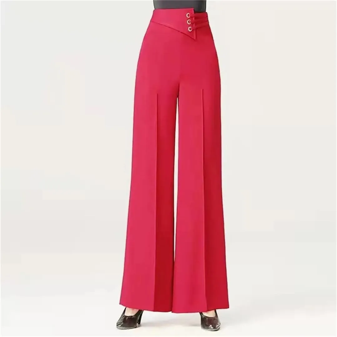 Bollrllr Women's Wide-Leg Pants 2023 High-Waist Casual Straight-Leg Pants Fashion Trousers