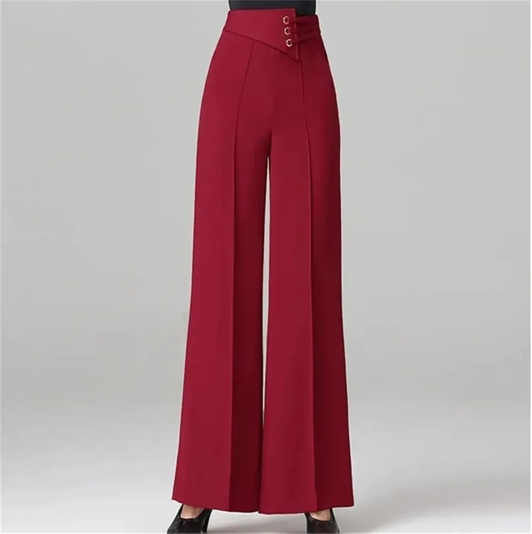 Bollrllr Women's Wide-Leg Pants 2023 High-Waist Casual Straight-Leg Pants Fashion Trousers
