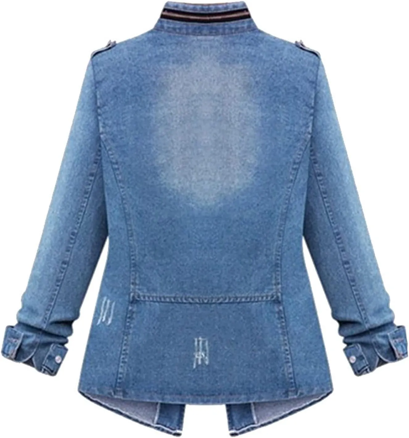 Boyfriend Denim Jacket for Women Oversized Jean Coat Casual Loose Long Sleeve Jean Jackets Distressed Outerwear
