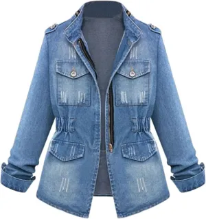 Boyfriend Denim Jacket for Women Oversized Jean Coat Casual Loose Long Sleeve Jean Jackets Distressed Outerwear