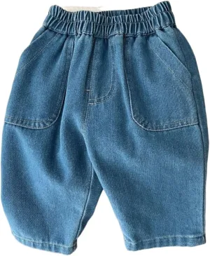 Boys and Toddlers' Stretch Denim Shorts Baggy Jeans Elastic Waisted Harem Pants Baby Harem Pants Pull on Jogger Shorts