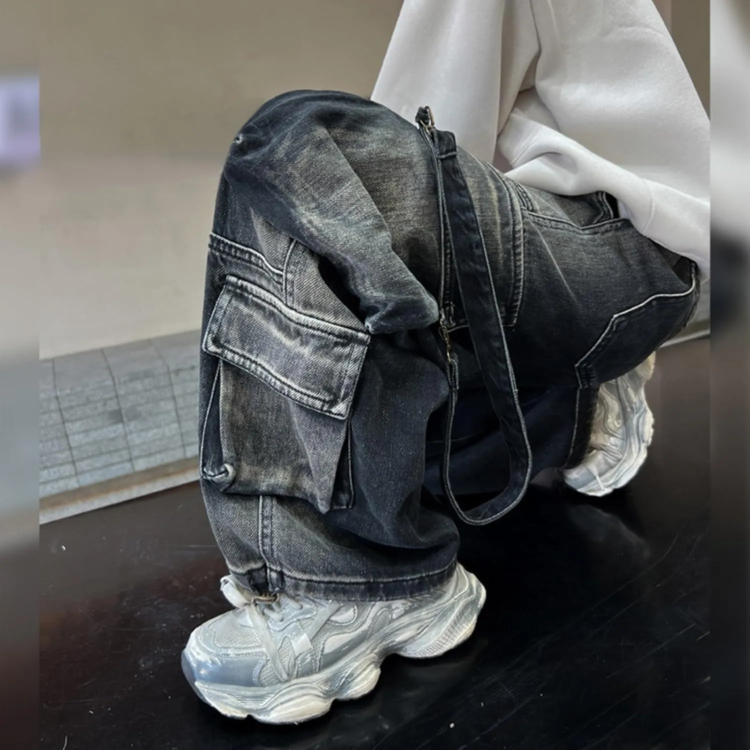 Boys Baggy Jeans Cargo Denim Pants Kids Elastic Waist Trousers Classic Streetwear Vintage Jeans School Clothing Joggers