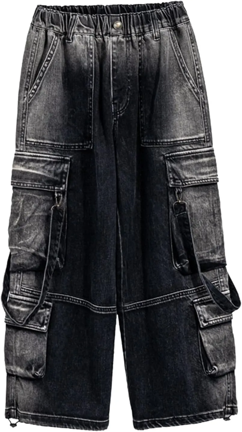 Boys Baggy Jeans Cargo Denim Pants Kids Elastic Waist Trousers Classic Streetwear Vintage Jeans School Clothing Joggers
