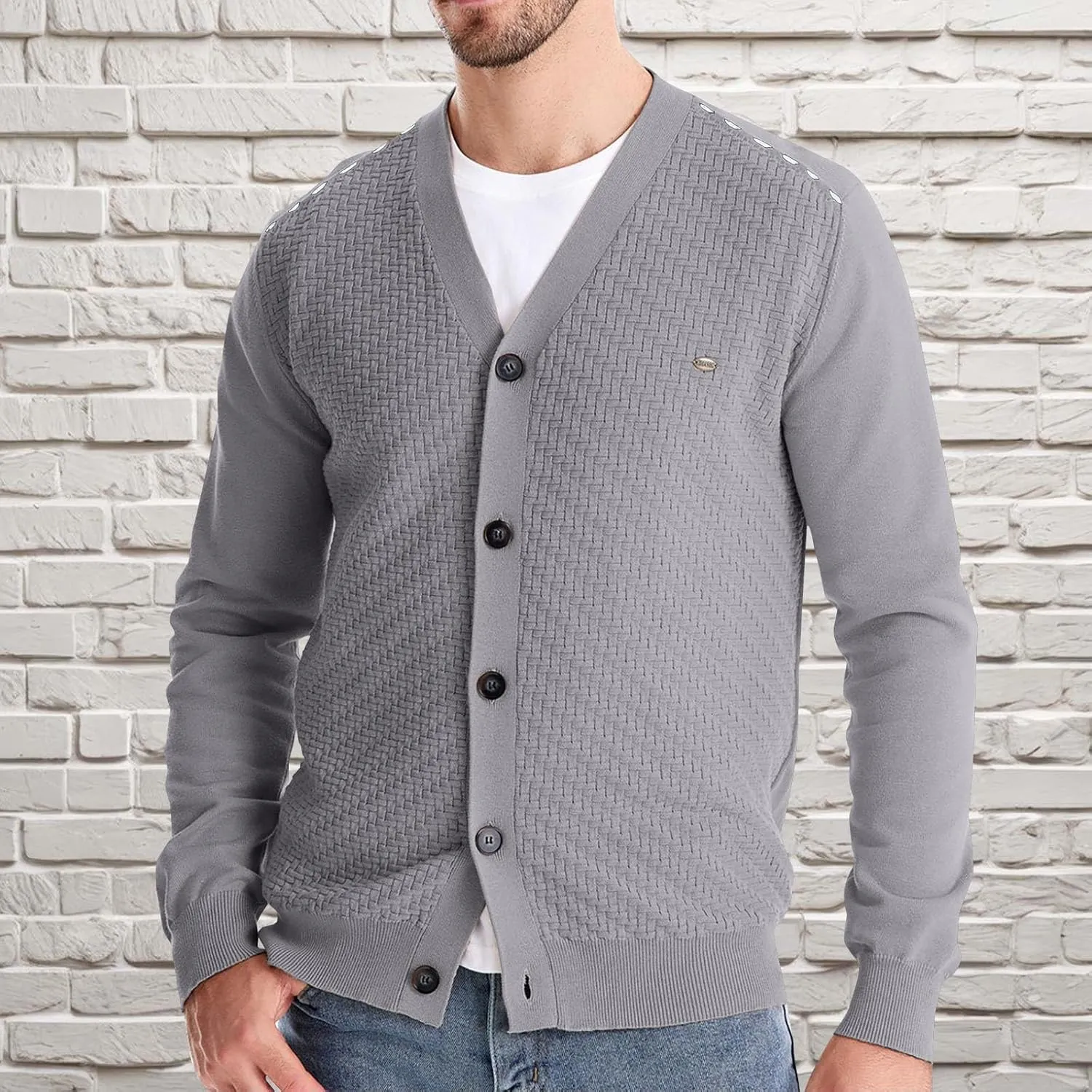 Button Down Cardigan Sweaters for Men Lightweight V Neck Sweater Casual Knit Sweater Casual Open Front Cardigan