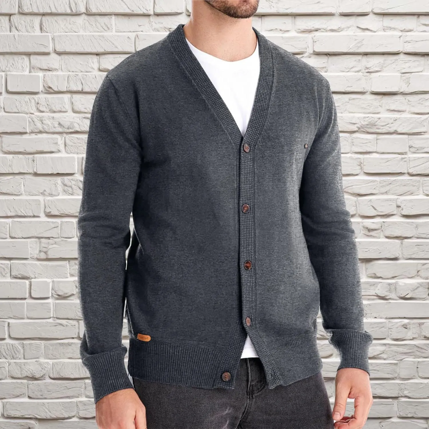 Button Down Cardigan Sweaters for Men Lightweight V Neck Sweater Casual Knit Sweater Casual Open Front Cardigan